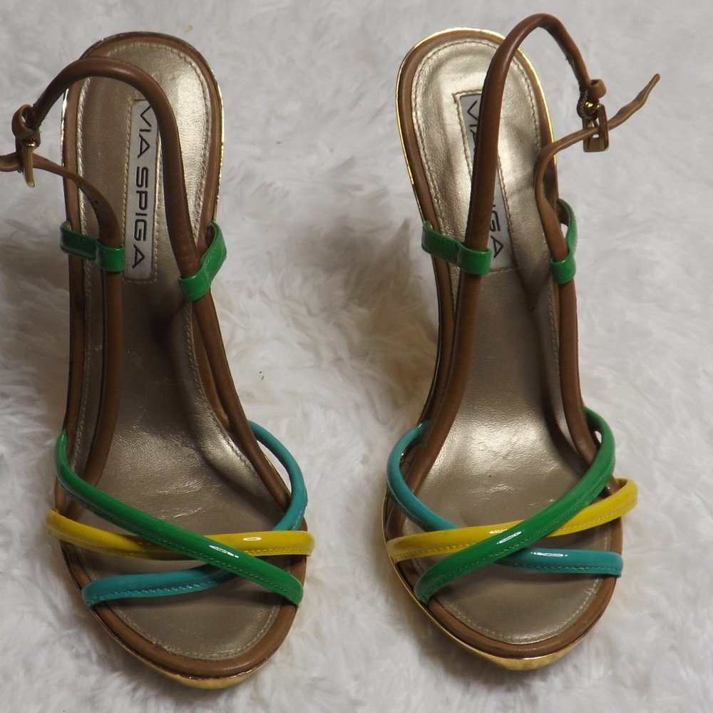Via Spiga  Green Yellow Sandals 5.5